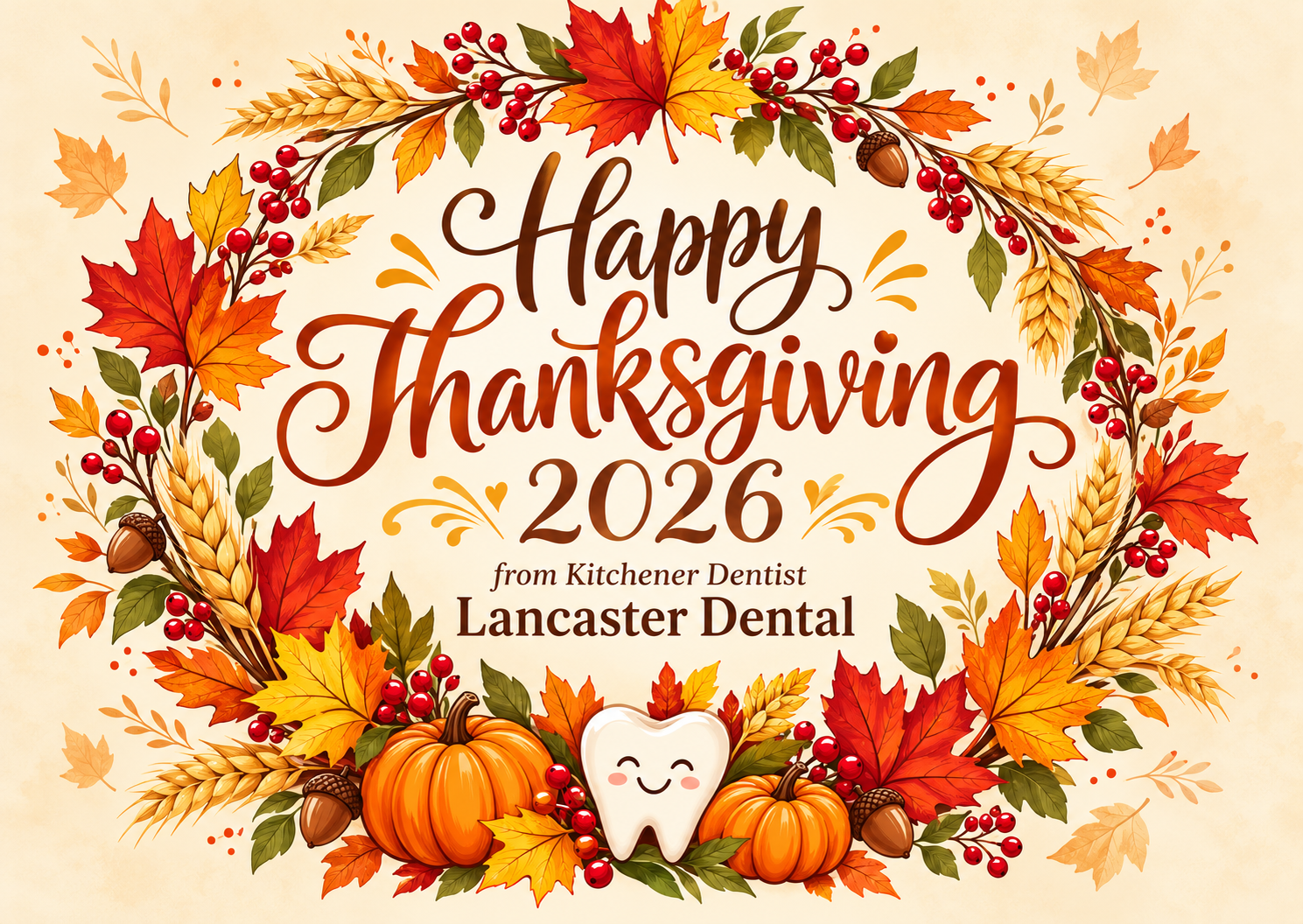 Happy Thanksgiving 2026 from Kitchener Dentist Lancaster Dental
